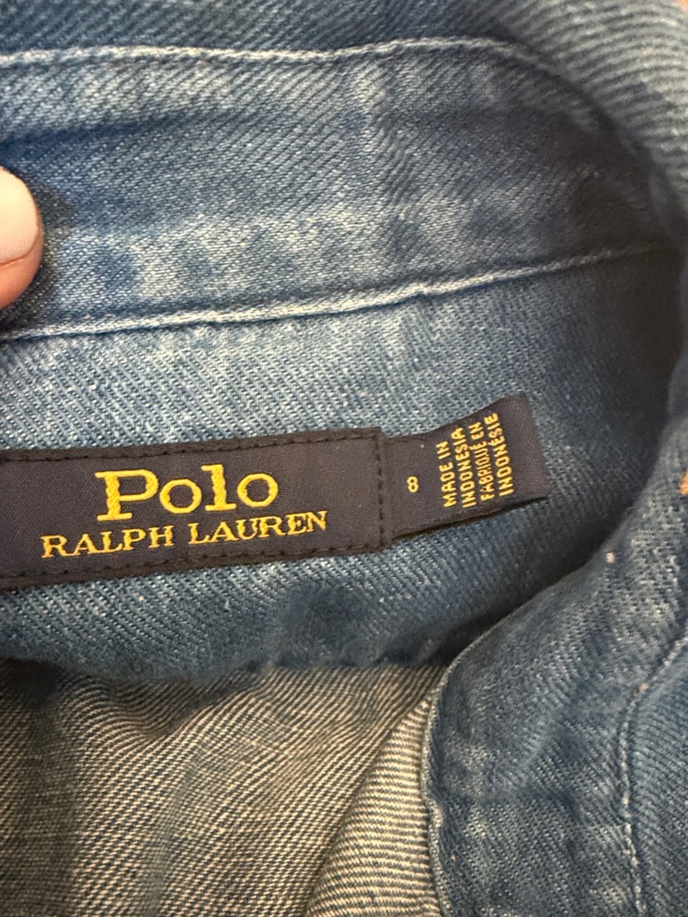 Polo by Ralph Lauren Blue Denim Midi Shirt Dress with Belt - Picture 4 of 9